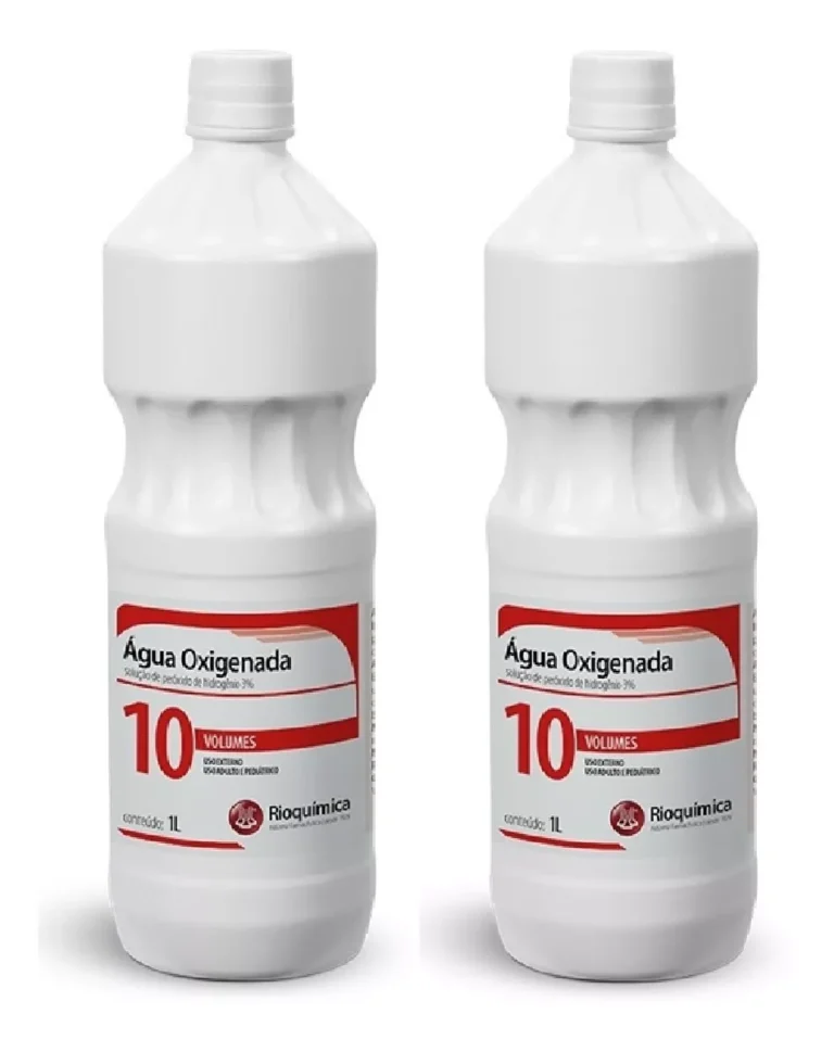 Agua Oxigenada 10 Volumes 1 Litro Antisseptico Rioquimica 02 Unidades