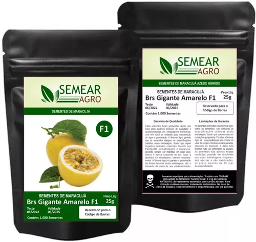 1000 Sementes Maracujá Brs Gigante Amarelo Hibrido F1