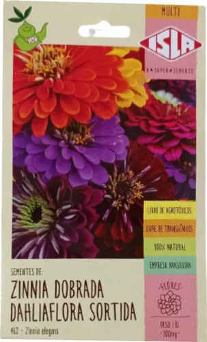 Sementes De Zinia Dobrada Dália Flora Sortida 15 Envelopes