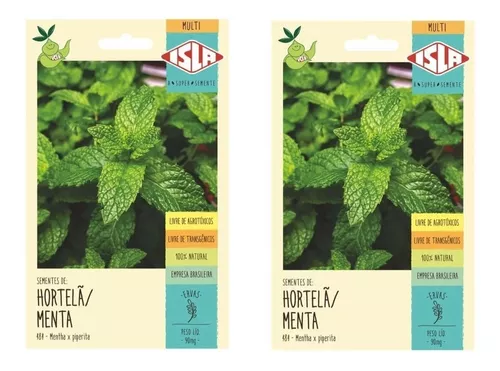 kit 2x Sementes Hortelã Menta Sem Agrotóxico Isla